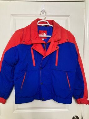 Vintage The North Face Men’s Red Blue Colorblock Ski Hiking Down Jacket Size M